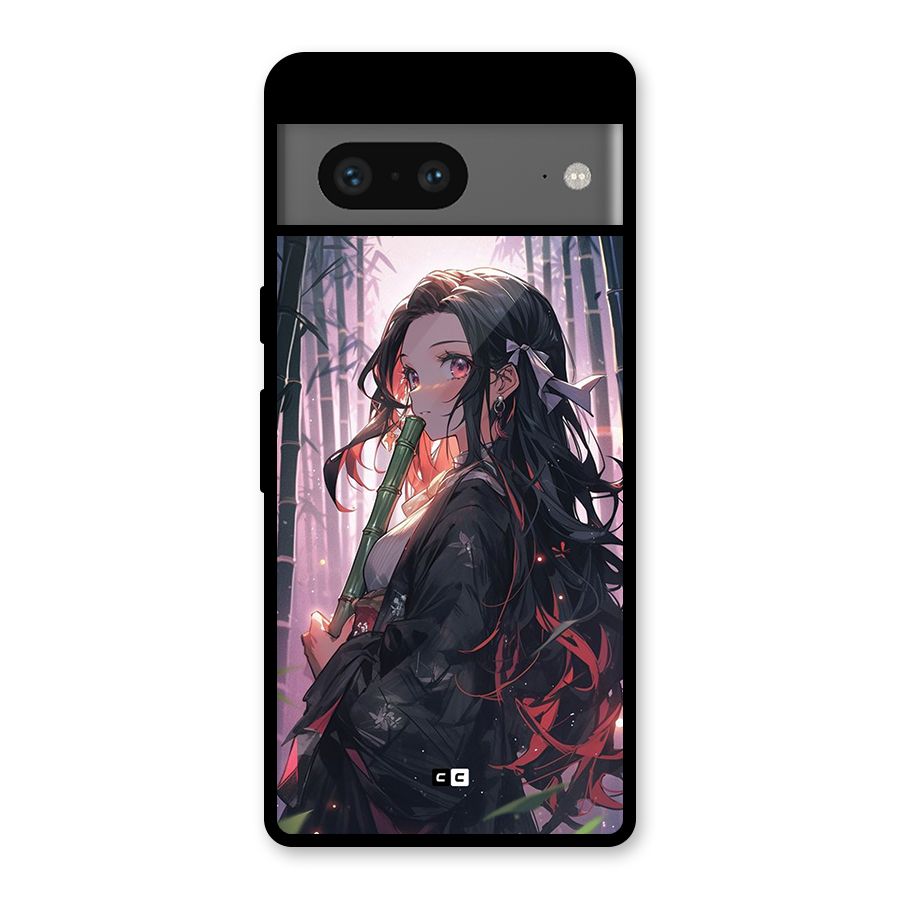 Cute Nezuko Glass Back Case for Google Pixel 7