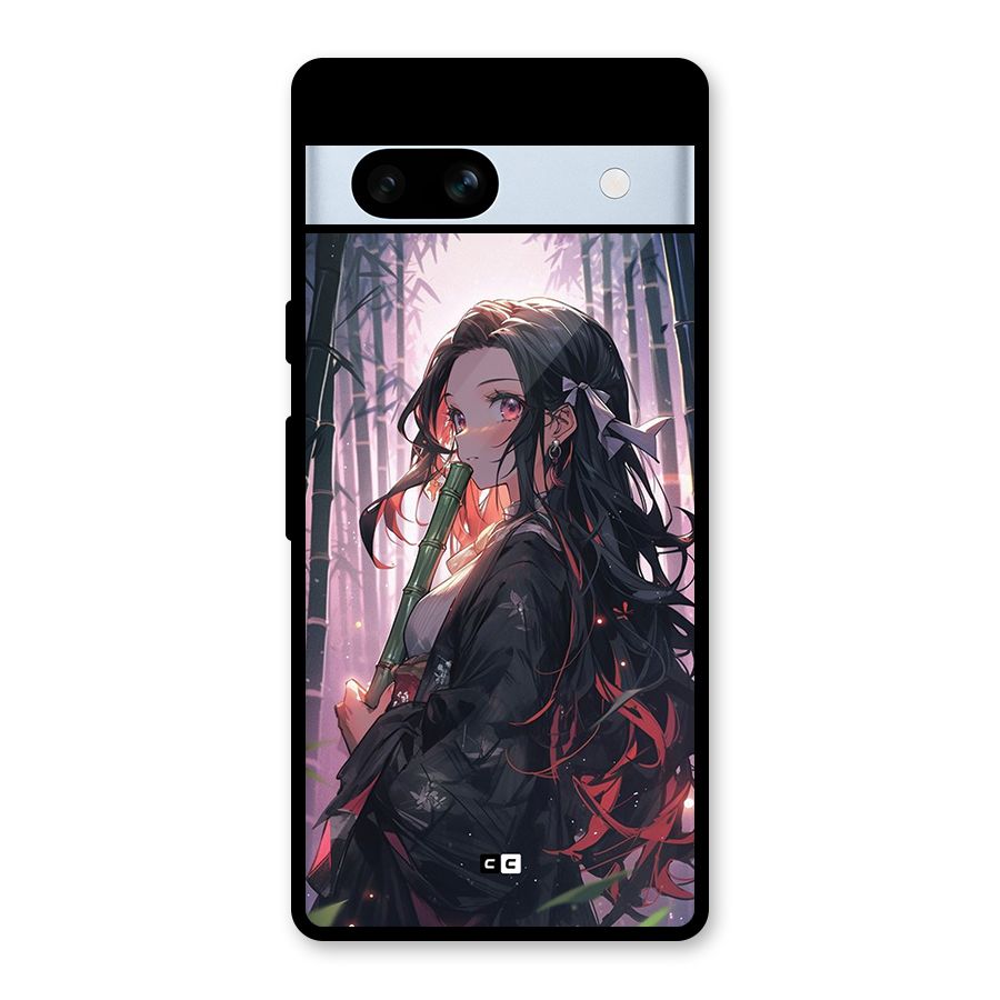 Cute Nezuko Glass Back Case for Google Pixel 7a