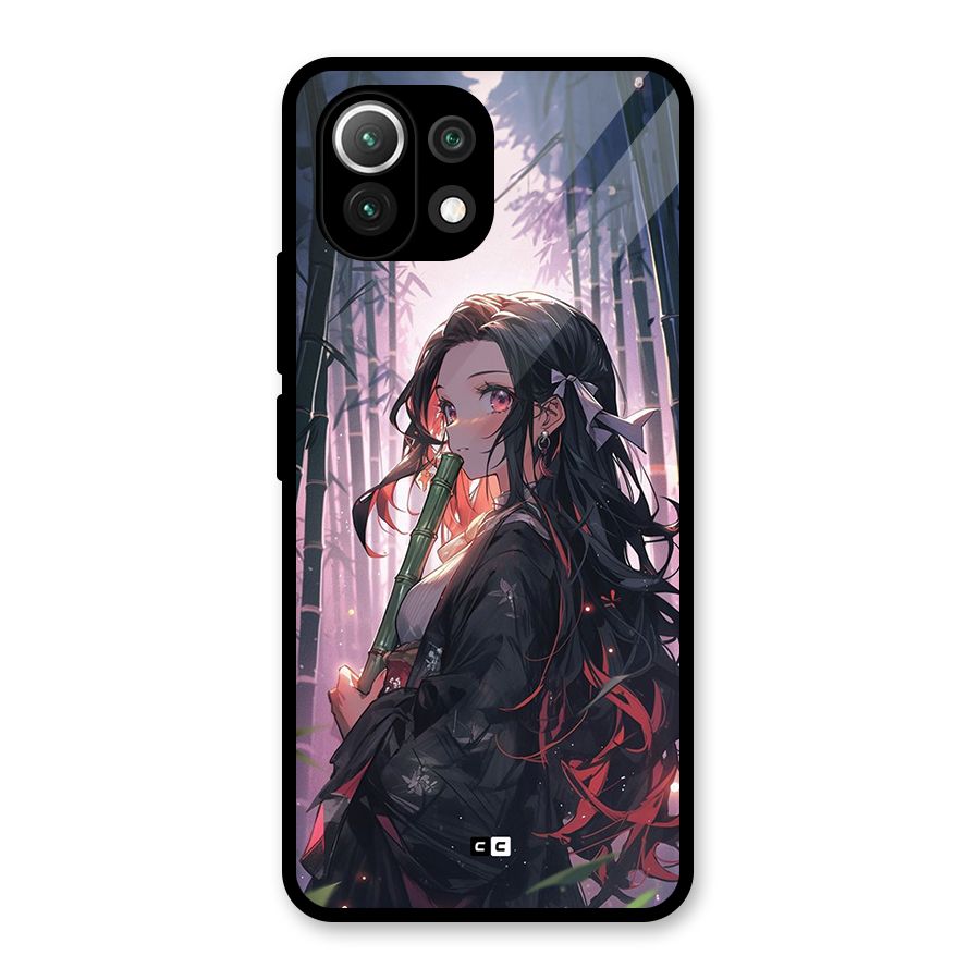Cute Nezuko Glass Back Case for Mi 11 Lite NE 5G