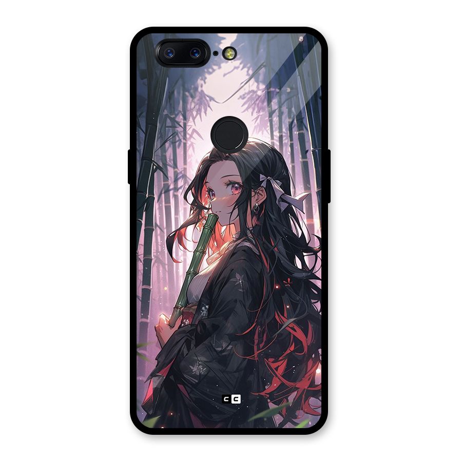 Cute Nezuko Glass Back Case for OnePlus 5T