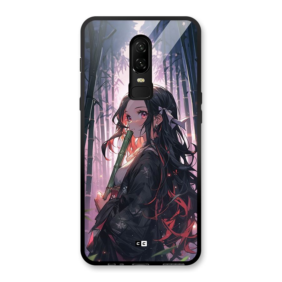 Cute Nezuko Glass Back Case for OnePlus 6