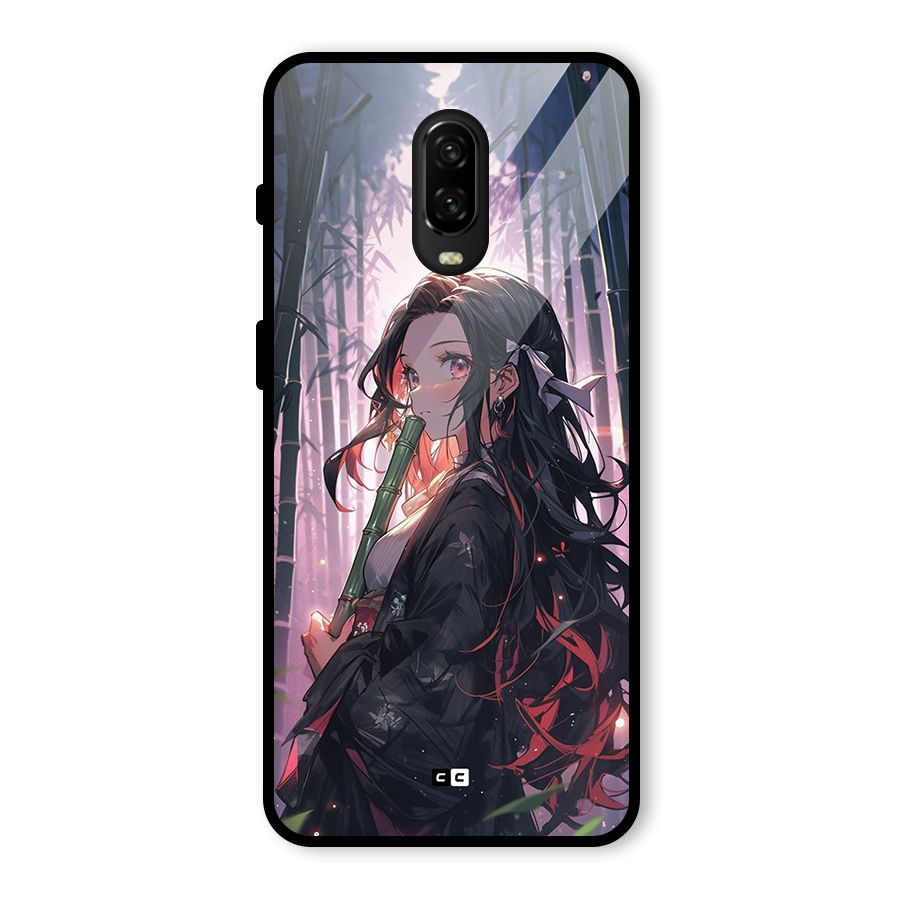Cute Nezuko Glass Back Case for OnePlus 6T