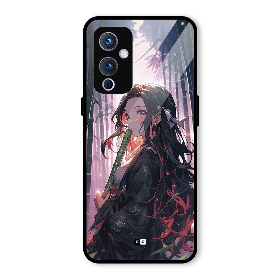 Cute Nezuko Glass Back Case for OnePlus 9