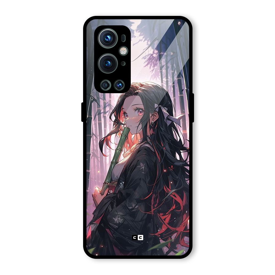 Cute Nezuko Glass Back Case for OnePlus 9 Pro