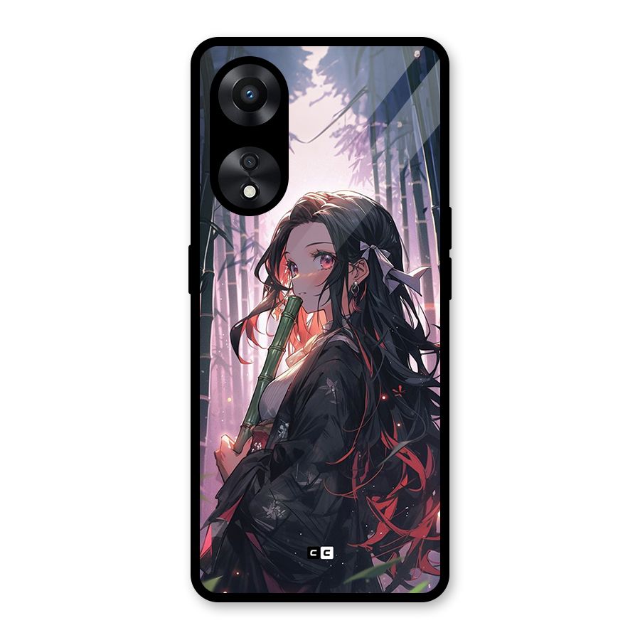 Cute Nezuko Glass Back Case for Oppo A78
