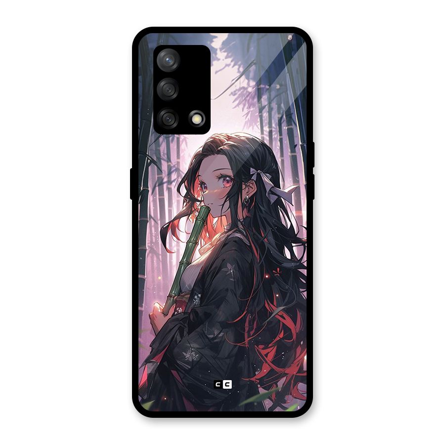 Cute Nezuko Glass Back Case for Oppo F19