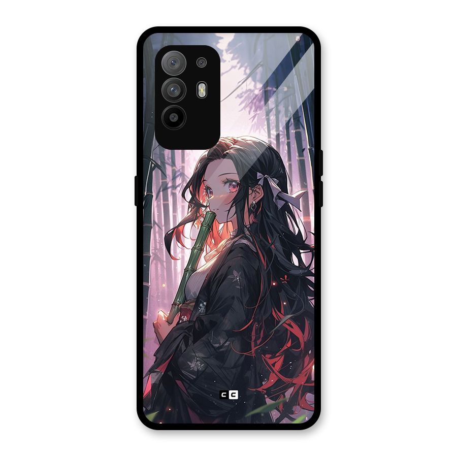 Cute Nezuko Glass Back Case for Oppo F19 Pro Plus 5G