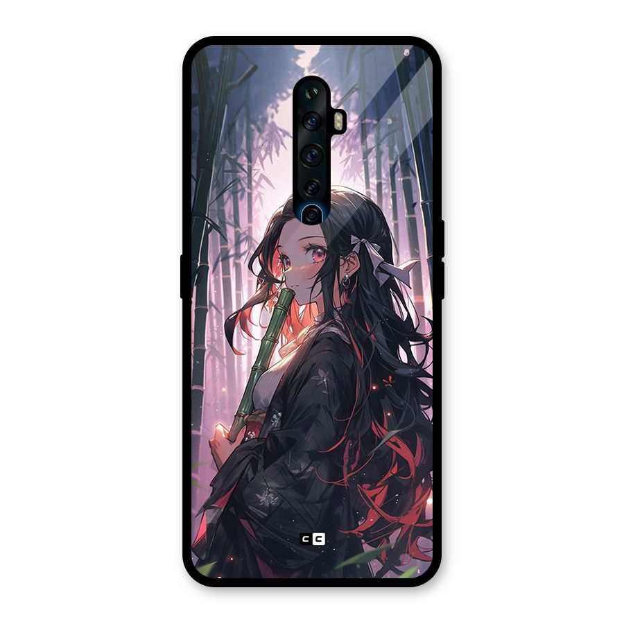 Cute Nezuko Glass Back Case for Oppo Reno2 F