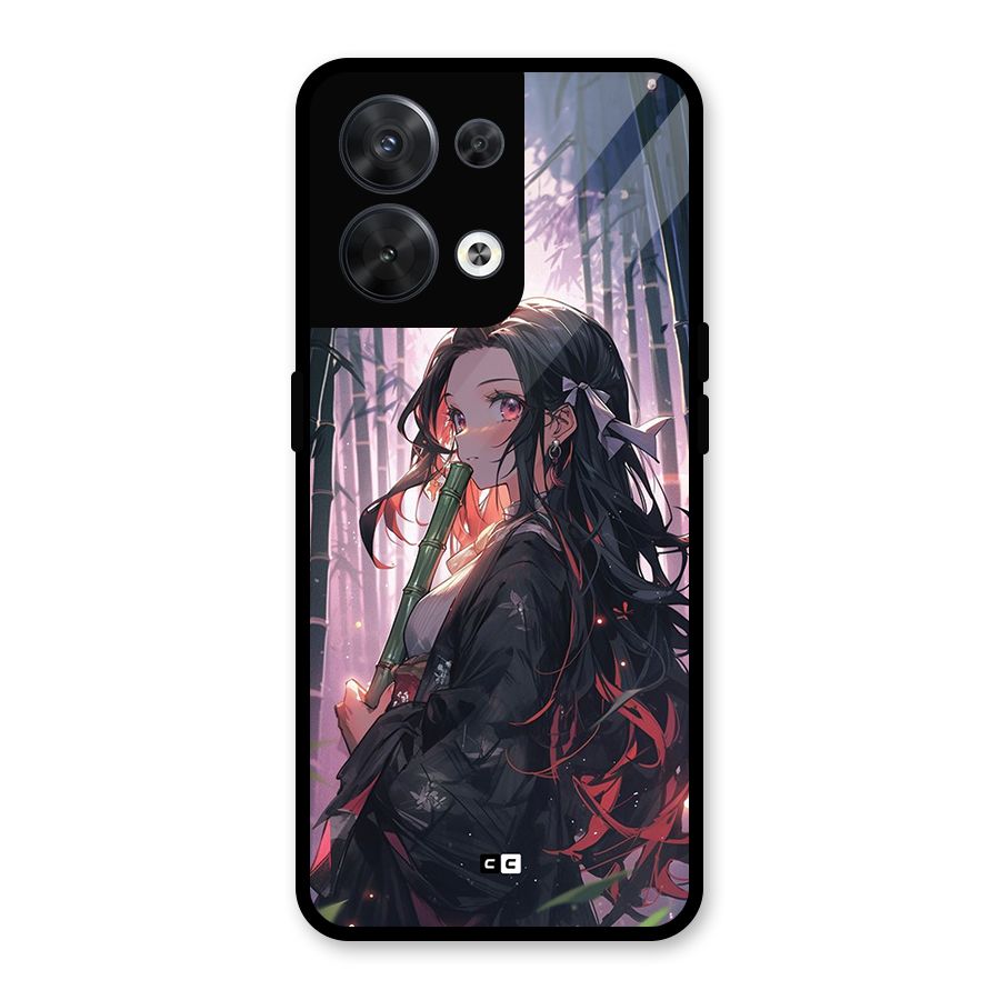 Cute Nezuko Glass Back Case for Oppo Reno8 5G