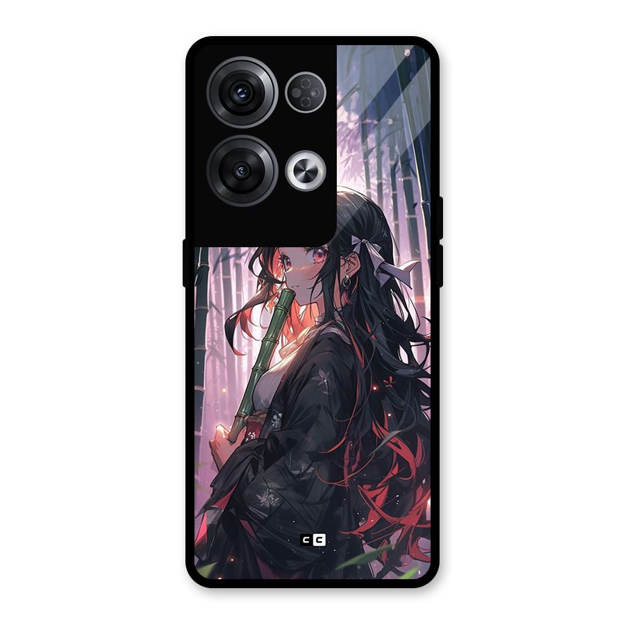 Cute Nezuko Glass Back Case for Oppo Reno8 Pro 5G