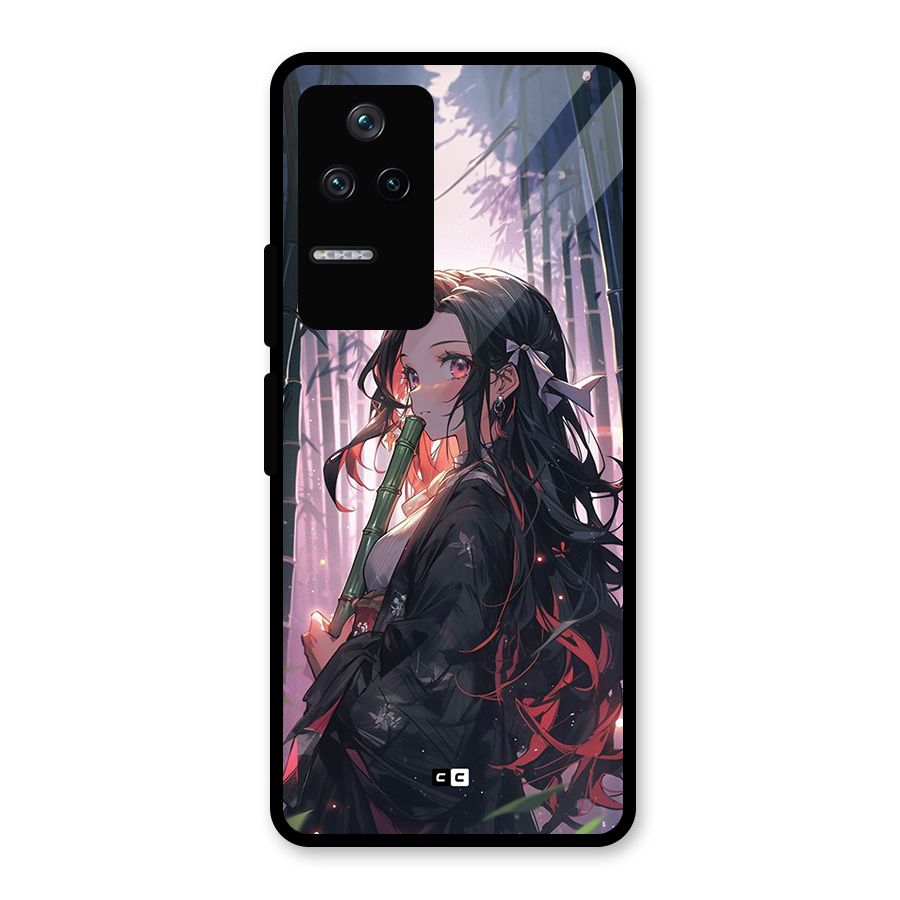 Cute Nezuko Glass Back Case for Poco F4 5G