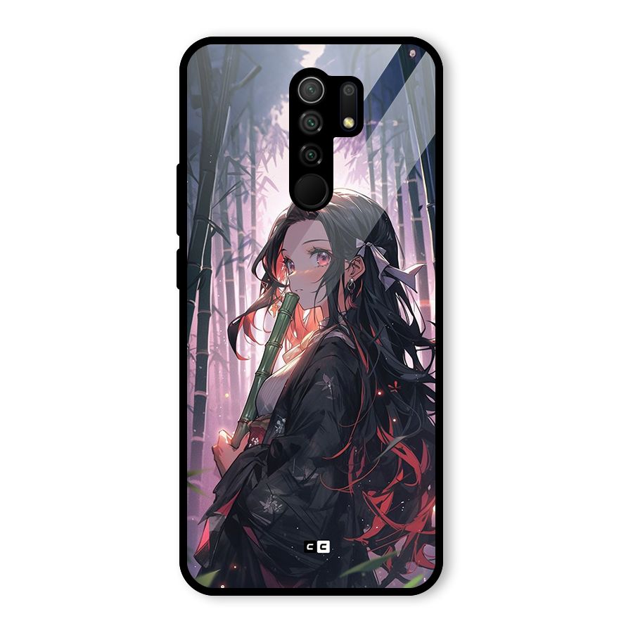 Cute Nezuko Glass Back Case for Poco M2
