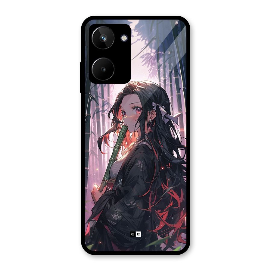 Cute Nezuko Glass Back Case for Realme 10