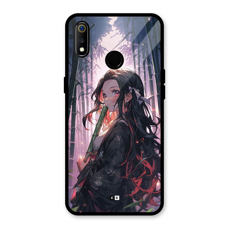 Cute Nezuko Glass Back Case for Realme 3i