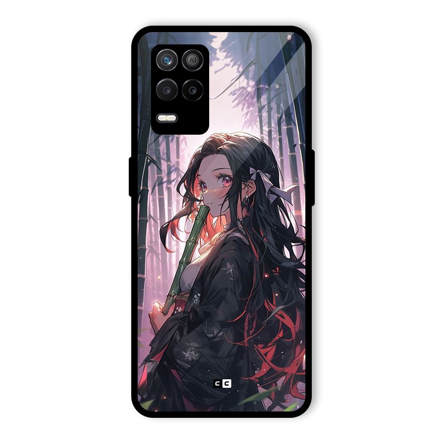 Cute Nezuko Glass Back Case for Realme 8 5G
