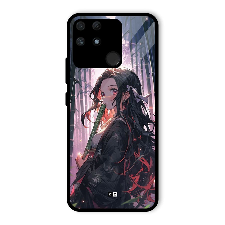 Cute Nezuko Glass Back Case for Realme Narzo 50A