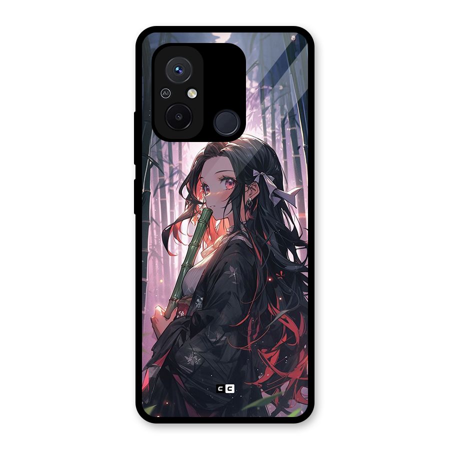 Cute Nezuko Glass Back Case for Redmi 12C