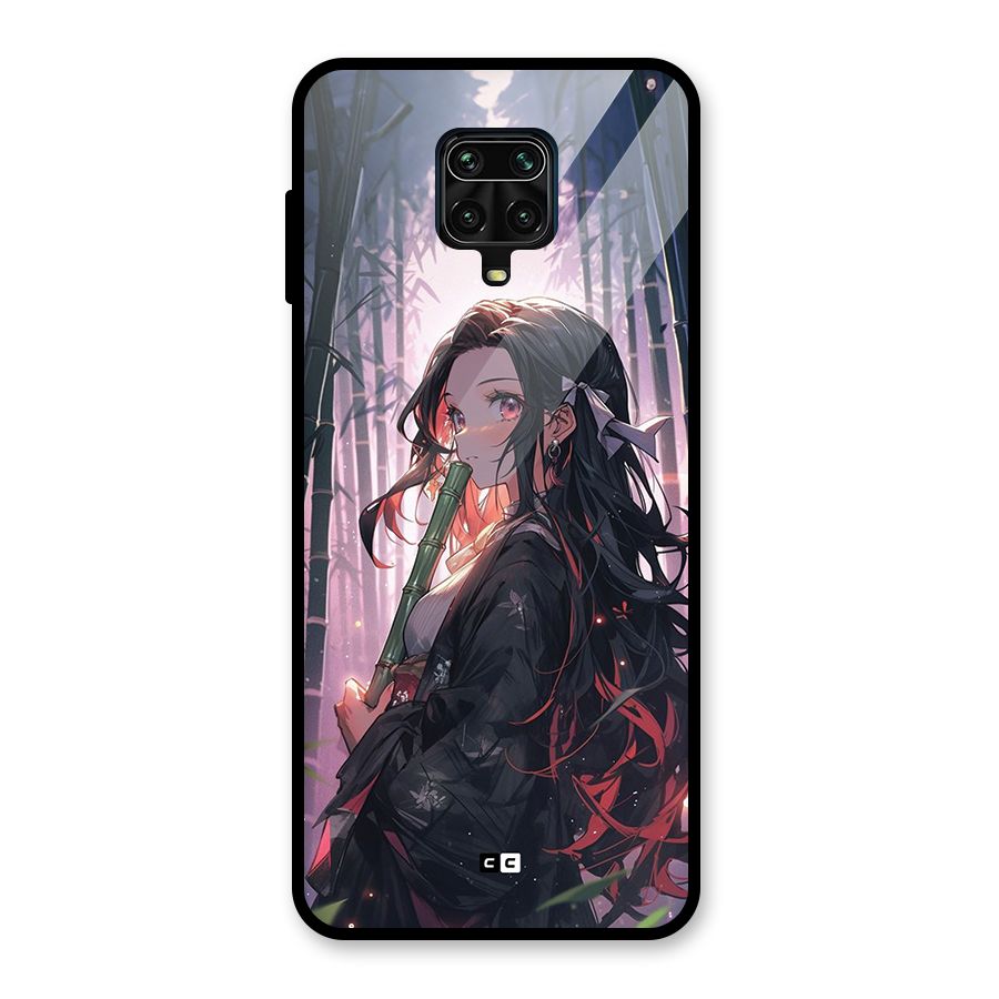 Cute Nezuko Glass Back Case for Redmi Note 10 Lite