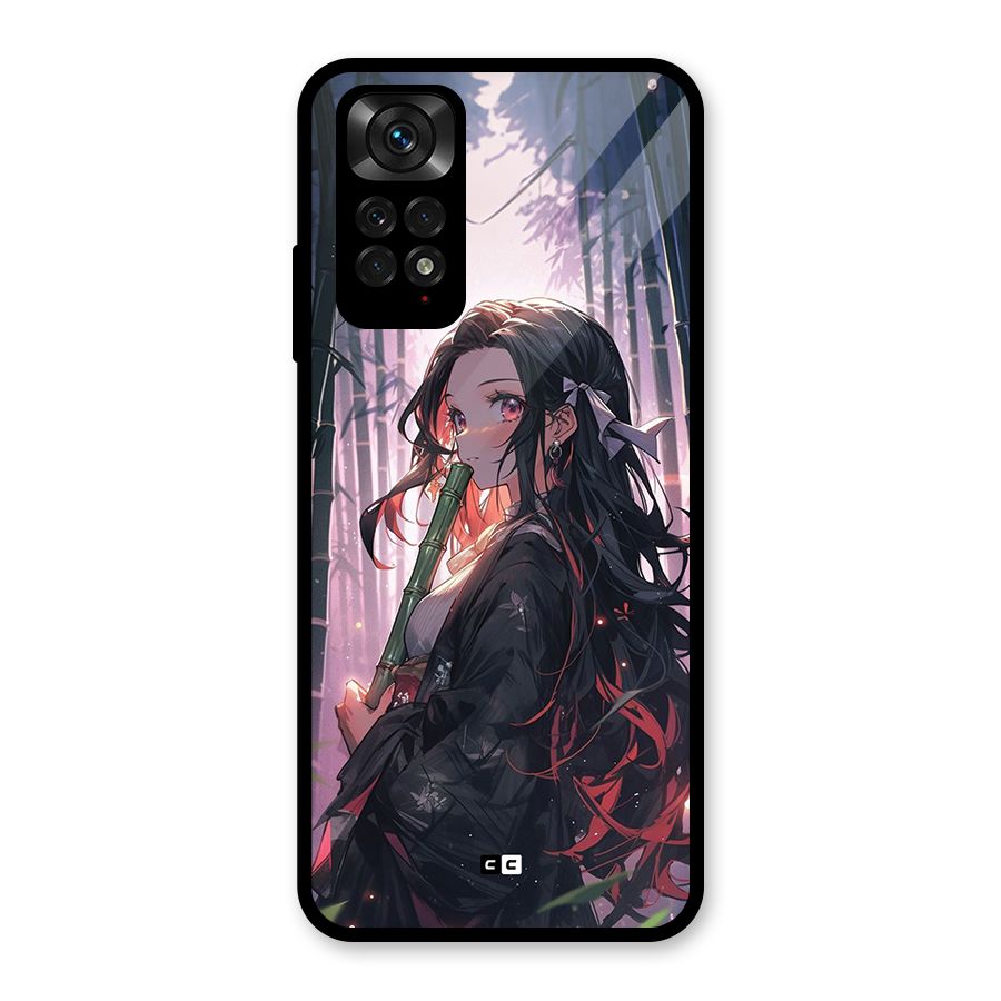 Cute Nezuko Glass Back Case for Redmi Note 11S