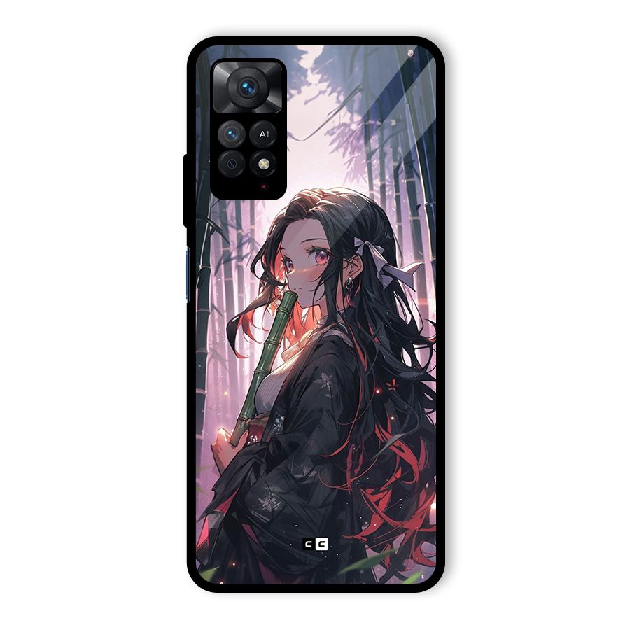 Cute Nezuko Glass Back Case for Redmi Note 11 Pro Plus 5G