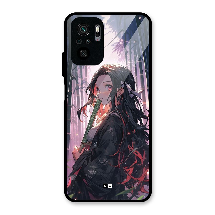 Cute Nezuko Glass Back Case for Redmi Note 11 SE