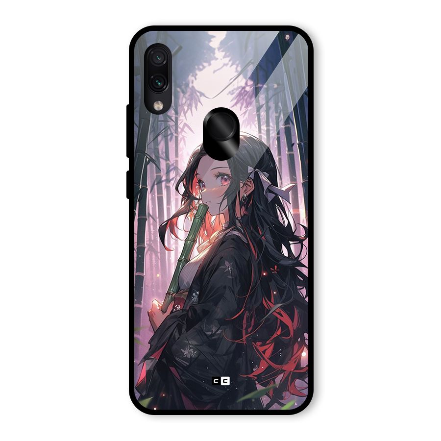 Cute Nezuko Glass Back Case for Redmi Note 7S
