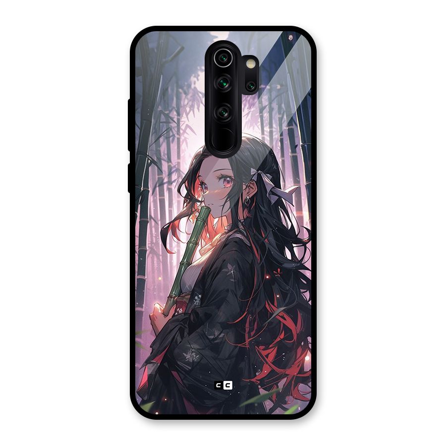 Cute Nezuko Glass Back Case for Redmi Note 8 Pro