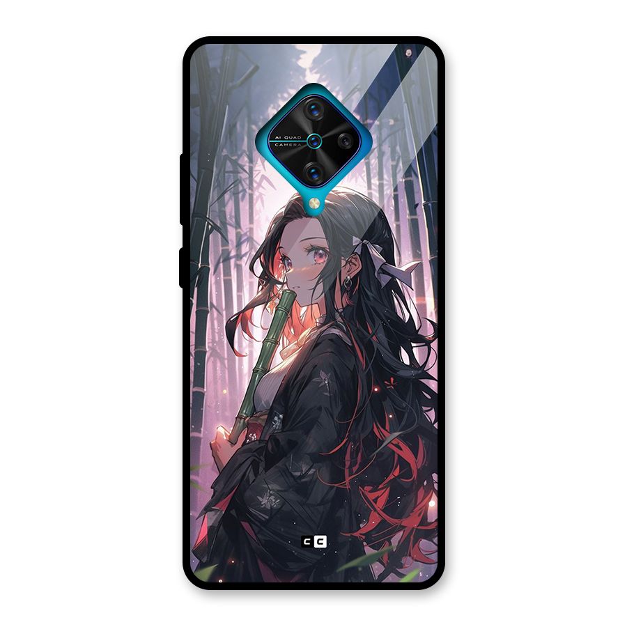 Cute Nezuko Glass Back Case for Vivo S1 Pro