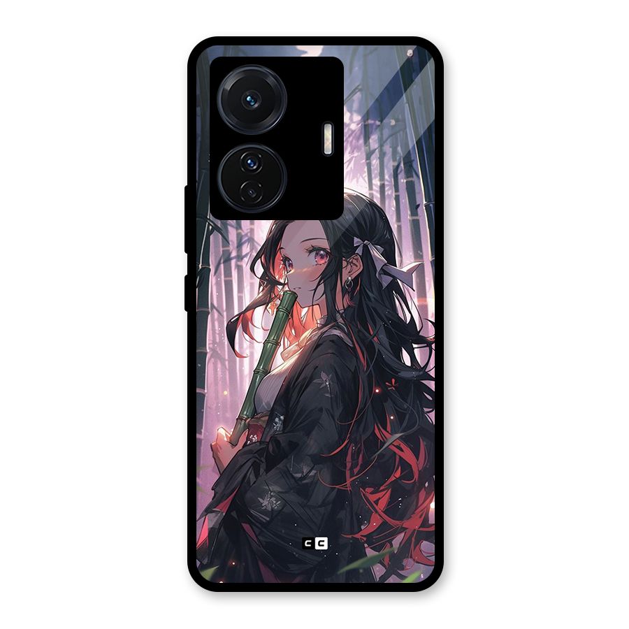 Cute Nezuko Glass Back Case for Vivo T1 Pro