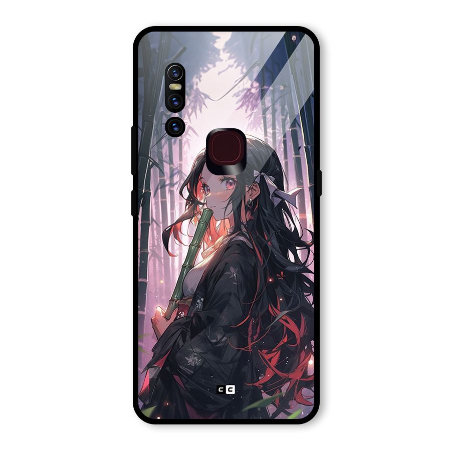 Cute Nezuko Glass Back Case for Vivo V15