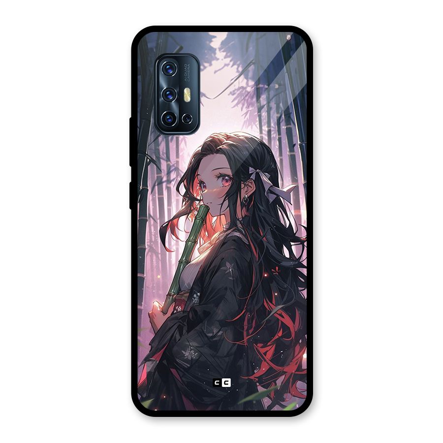 Cute Nezuko Glass Back Case for Vivo V17