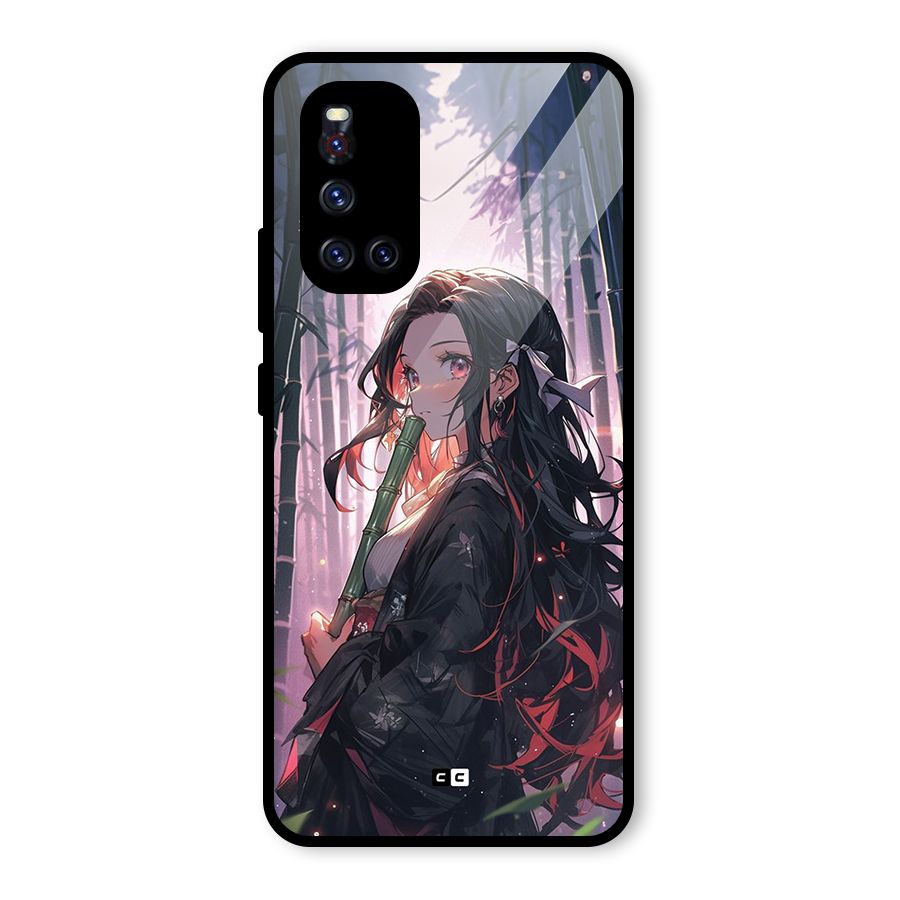 Cute Nezuko Glass Back Case for Vivo V19