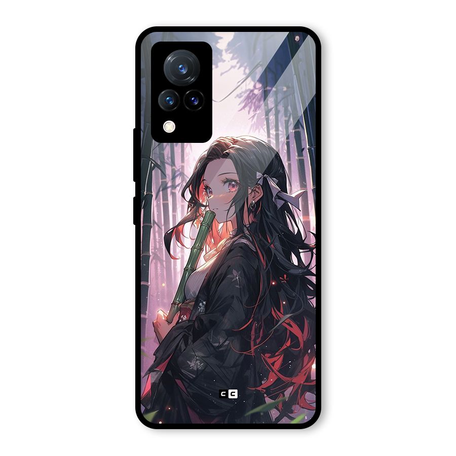 Cute Nezuko Glass Back Case for Vivo V21 5G