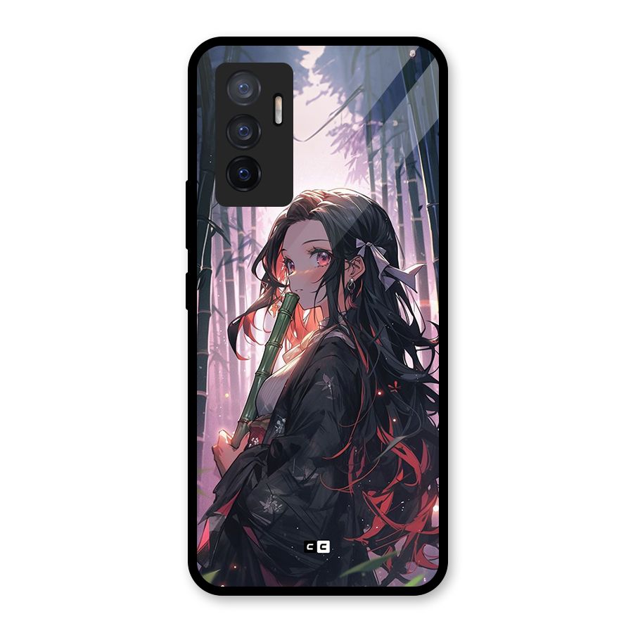 Cute Nezuko Glass Back Case for Vivo V23e
