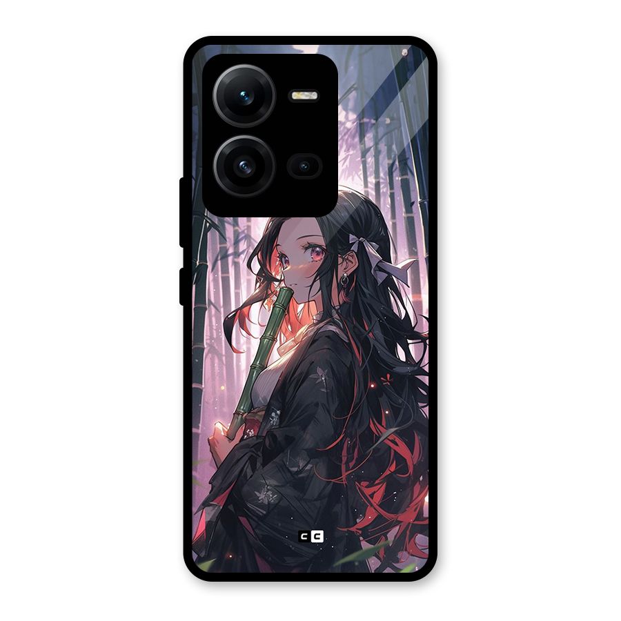 Cute Nezuko Glass Back Case for Vivo V25