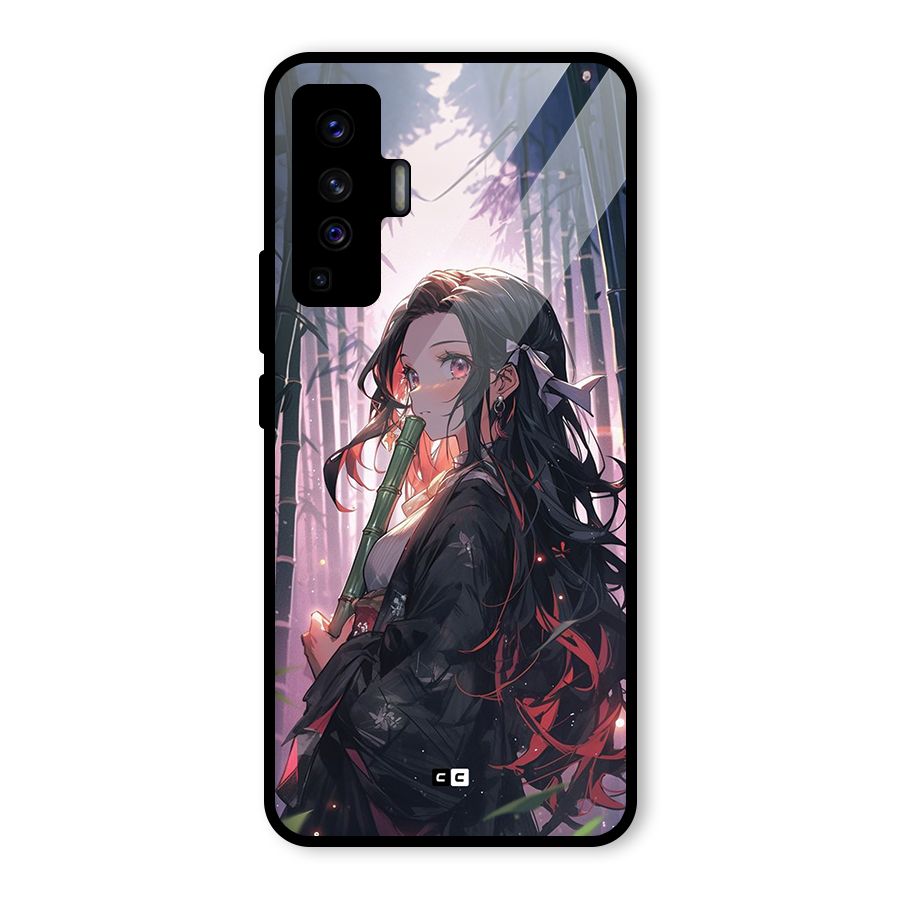 Cute Nezuko Glass Back Case for Vivo X50