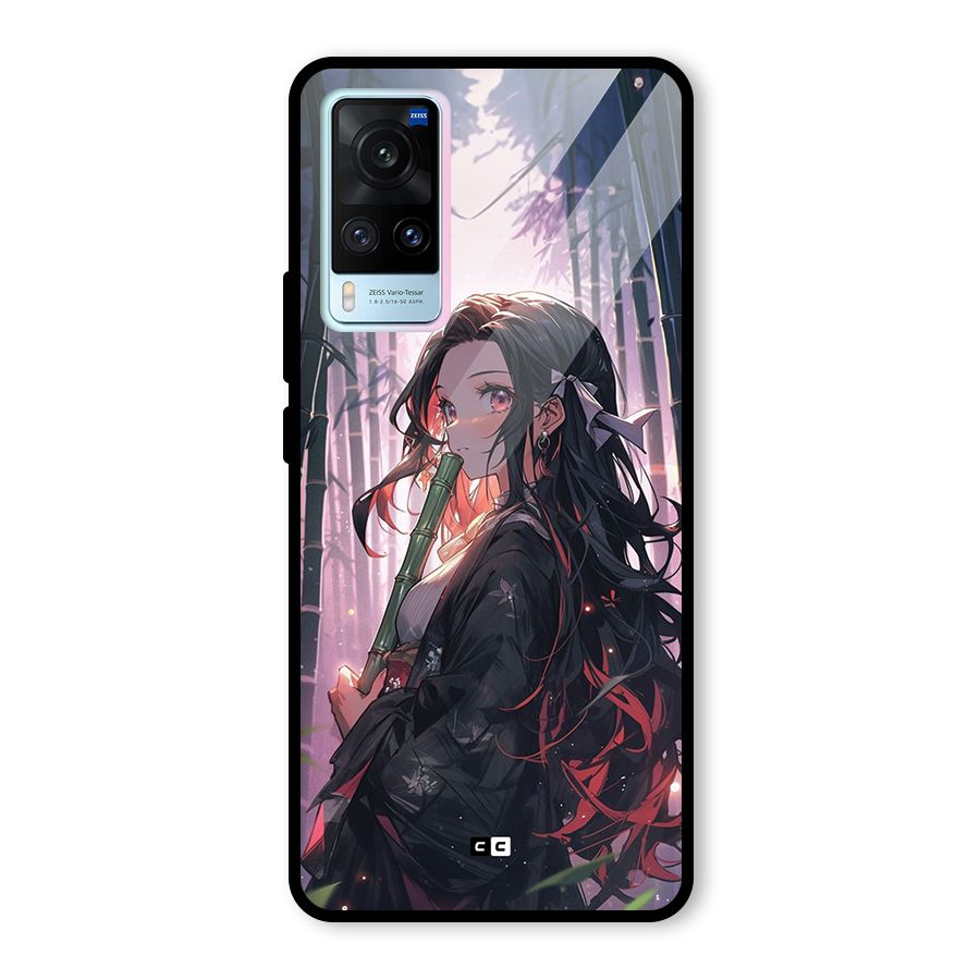 Cute Nezuko Glass Back Case for Vivo X60