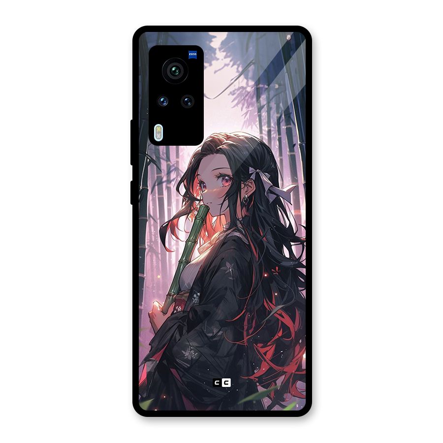 Cute Nezuko Glass Back Case for Vivo X60 Pro