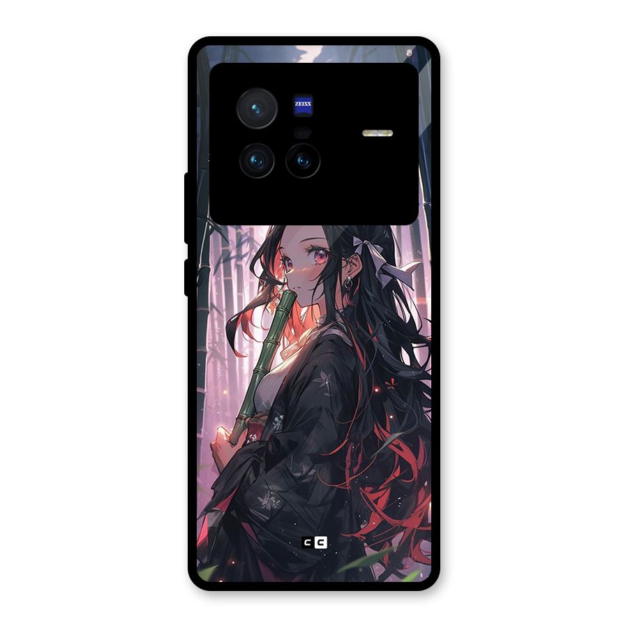Cute Nezuko Glass Back Case for Vivo X80