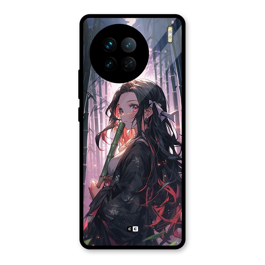 Cute Nezuko Glass Back Case for Vivo X90