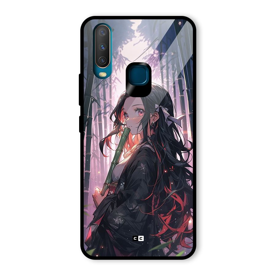 Cute Nezuko Glass Back Case for Vivo Y15