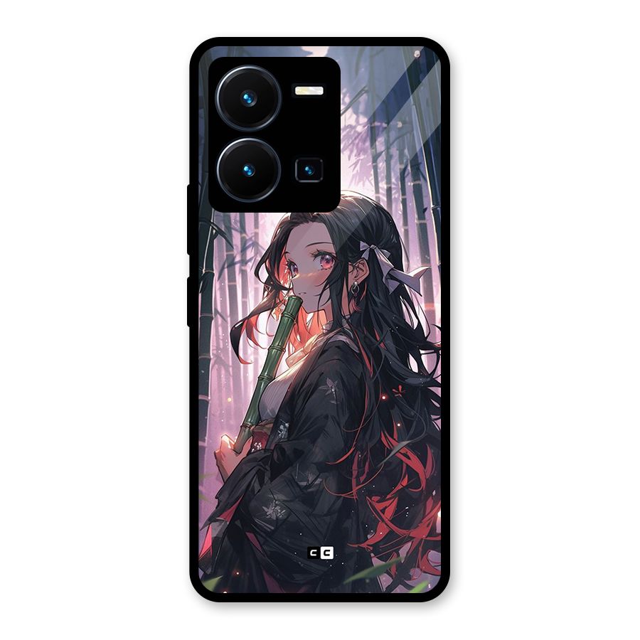 Cute Nezuko Glass Back Case for Vivo Y35