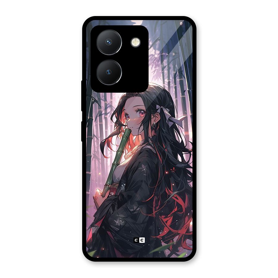 Cute Nezuko Glass Back Case for Vivo Y36