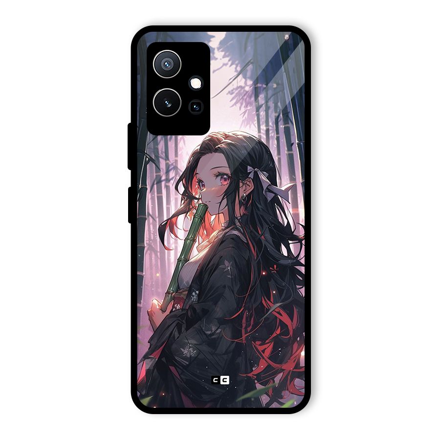 Cute Nezuko Glass Back Case for Vivo Y75 5G