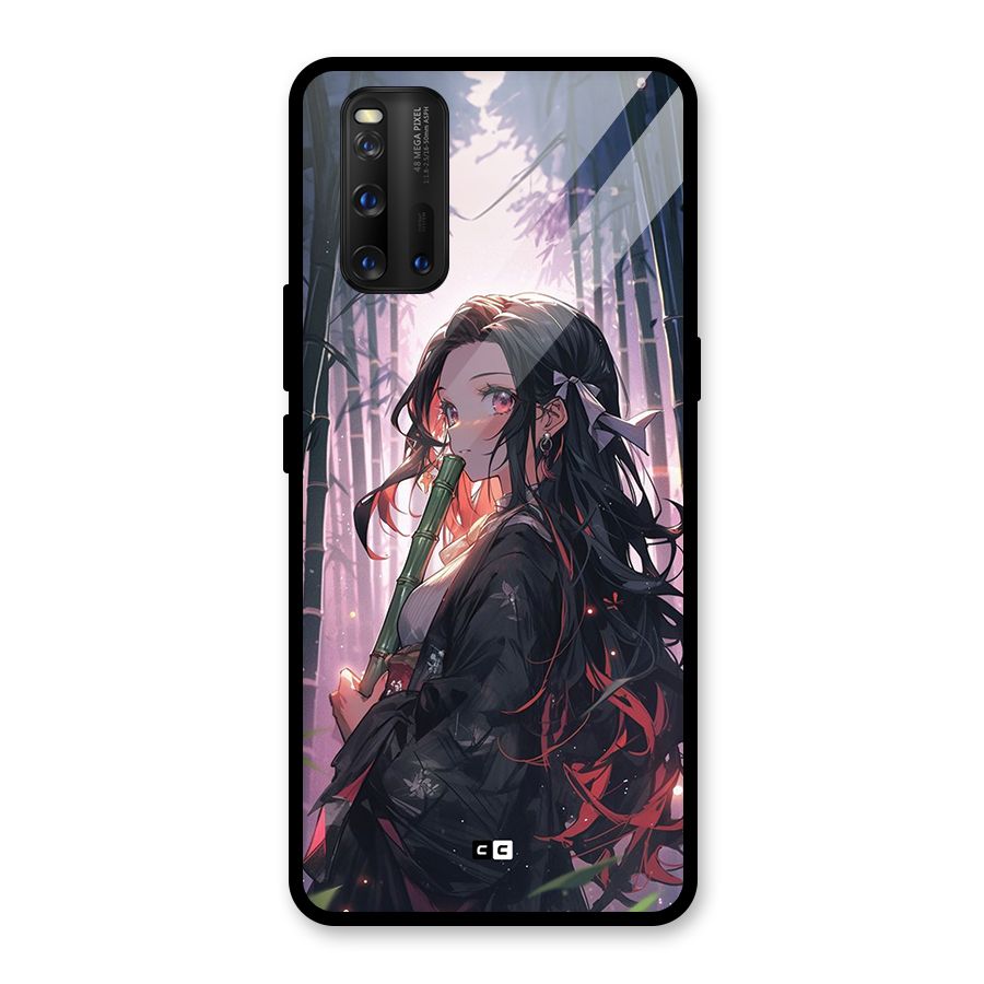 Cute Nezuko Glass Back Case for Vivo iQOO 3