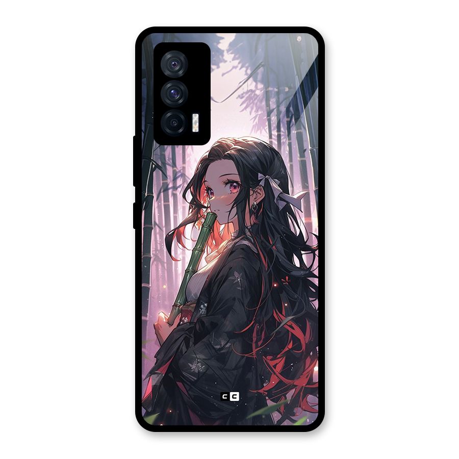 Cute Nezuko Glass Back Case for Vivo iQOO 7 5G