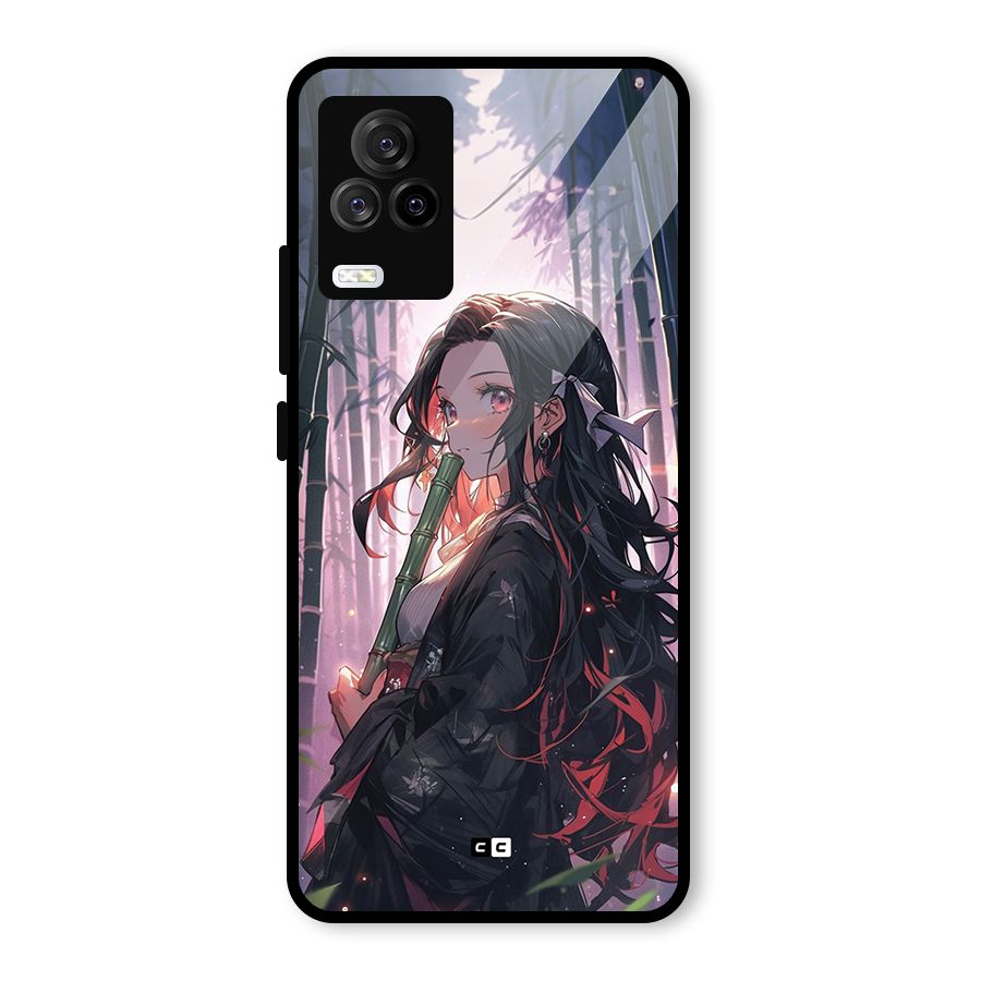 Cute Nezuko Glass Back Case for Vivo iQOO 7 Legend 5G