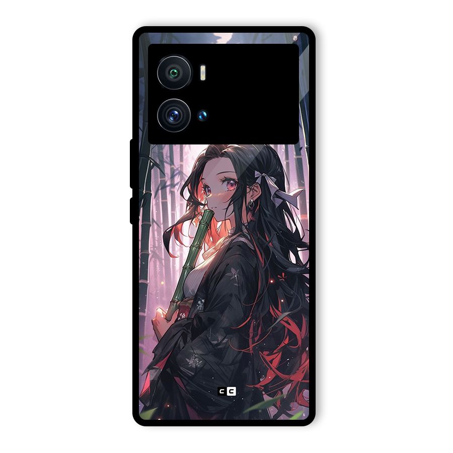 Cute Nezuko Glass Back Case for Vivo iQOO 9 Pro