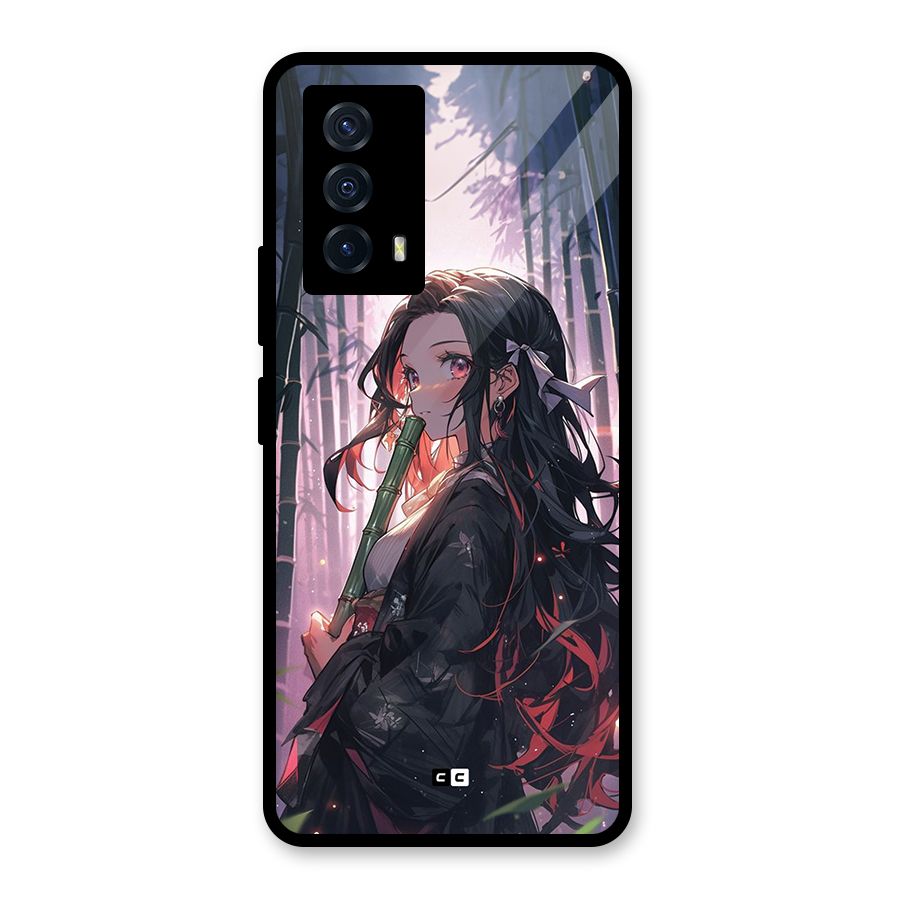 Cute Nezuko Glass Back Case for Vivo iQOO Z5