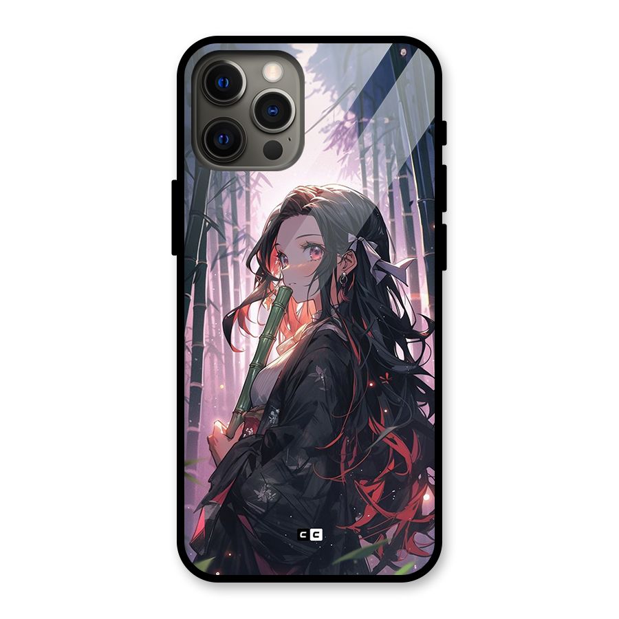 Cute Nezuko Glass Back Case for iPhone 12 Pro Max